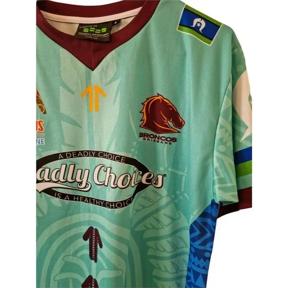 Brisbane Broncos Indigenous Deadly Choices Jersey Shirt Size Small 20 x 27 - Picture 4 of 7